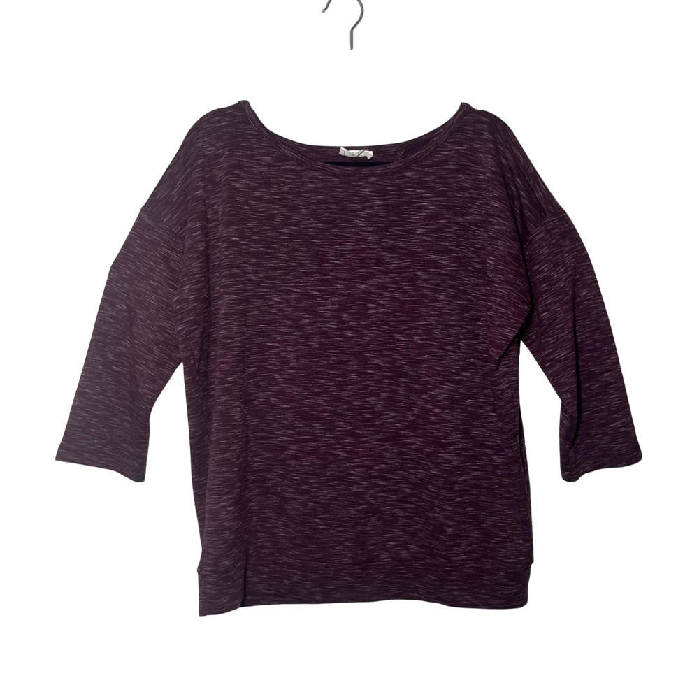 Loft Outlet Lounge Women Large Burgundy Space Dye Split Back 3/4 Sleeve Top Sz L